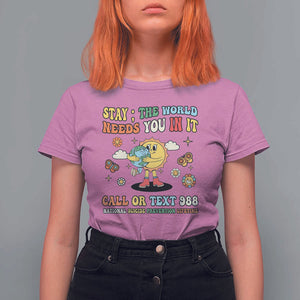 Suicide Prevention T Shirt For Women Stay The World Needs You in It You Matter Retro Sun Earth TS11 Azalea Print Your Wear