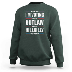 I'm Voting For the Outlaw and the Hillbilly 2024 Sweatshirt Retro Star US Flag TS11 Dark Forest Green Print Your Wear