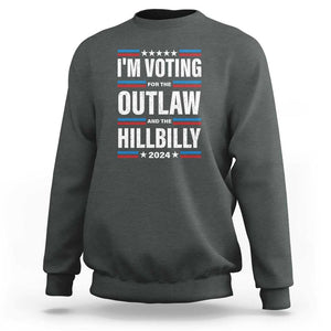 I'm Voting For the Outlaw and the Hillbilly 2024 Sweatshirt Retro Star US Flag TS11 Dark Heather Print Your Wear