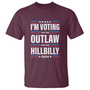 I'm Voting For the Outlaw and the Hillbilly 2024 T Shirt Retro Star US Flag TS11 Maroon Print Your Wear