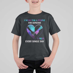 Suicide Prevention Awareness T Shirt For Kid I Wear Teal And Purple For Someone I Miss Every Single Day Heart TS11 Black Print Your Wear