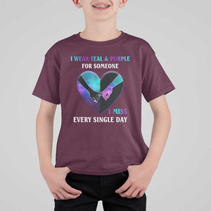 Suicide Prevention Awareness T Shirt For Kid I Wear Teal And Purple For Someone I Miss Every Single Day Heart TS11 Maroon Print Your Wear