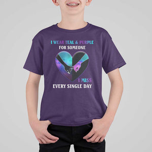 Suicide Prevention Awareness T Shirt For Kid I Wear Teal And Purple For Someone I Miss Every Single Day Heart TS11 Purple Print Your Wear