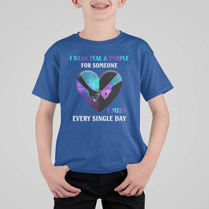 Suicide Prevention Awareness T Shirt For Kid I Wear Teal And Purple For Someone I Miss Every Single Day Heart TS11 Royal Blue Print Your Wear