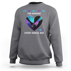 Suicide Prevention Awareness Sweatshirt I Wear Teal And Purple For Someone I Miss Every Single Day Heart TS11 Charcoal Print Your Wear