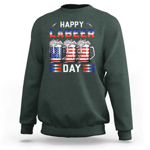 Funny Labor Day Drinking Sweatshirt Labeer Day American Flag Beer Mug TS11 Dark Forest Green Print Your Wear