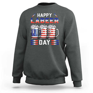 Funny Labor Day Drinking Sweatshirt Labeer Day American Flag Beer Mug TS11 Dark Heather Print Your Wear