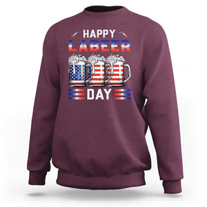 Funny Labor Day Drinking Sweatshirt Labeer Day American Flag Beer Mug TS11 Maroon Print Your Wear