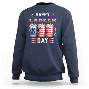 Funny Labor Day Drinking Sweatshirt Labeer Day American Flag Beer Mug TS11 Navy Print Your Wear