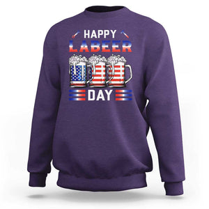 Funny Labor Day Drinking Sweatshirt Labeer Day American Flag Beer Mug TS11 Purple Print Your Wear