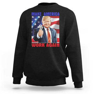 Funny Make America Work Again Sweatshirt Trump Labor Day American Flag Wrench TS11 Black Print Your Wear