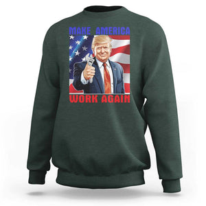 Funny Make America Work Again Sweatshirt Trump Labor Day American Flag Wrench TS11 Dark Forest Green Print Your Wear