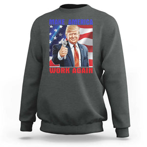 Funny Make America Work Again Sweatshirt Trump Labor Day American Flag Wrench TS11 Dark Heather Print Your Wear