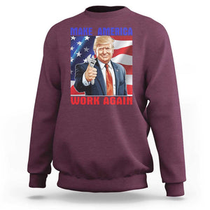 Funny Make America Work Again Sweatshirt Trump Labor Day American Flag Wrench TS11 Maroon Print Your Wear