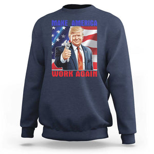 Funny Make America Work Again Sweatshirt Trump Labor Day American Flag Wrench TS11 Navy Print Your Wear