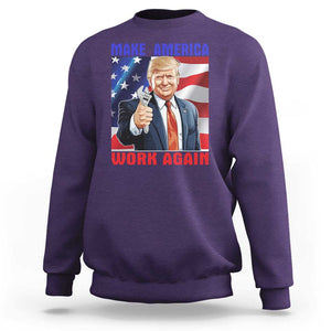 Funny Make America Work Again Sweatshirt Trump Labor Day American Flag Wrench TS11 Purple Print Your Wear