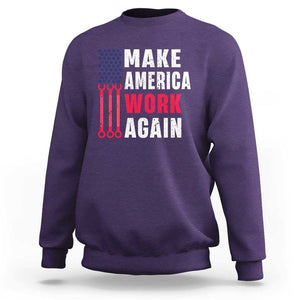 Make America Work Again Sweatshirt Labor Day Vintage American Flag Wrench Screw TS11 Purple Print Your Wear