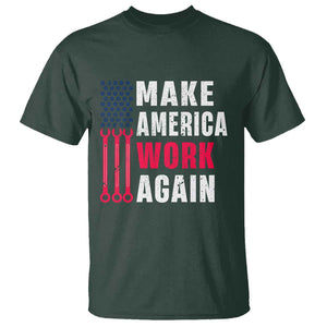 Make America Work Again T Shirt Labor Day Vintage American Flag Wrench Screw TS11 Dark Forest Green Print Your Wear