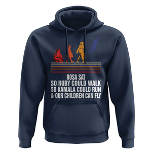 Harris 2024 Hoodie Rosa Sat So Ruby Could Walk So Kamala Could Run And Our Children Can Fly TS11 Navy Print Your Wear