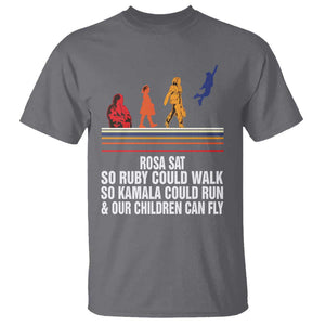 Harris 2024 T Shirt Rosa Sat So Ruby Could Walk So Kamala Could Run And Our Children Can Fly TS11 Charcoal Print Your Wear