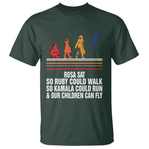 Harris 2024 T Shirt Rosa Sat So Ruby Could Walk So Kamala Could Run And Our Children Can Fly TS11 Dark Forest Green Print Your Wear