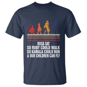 Harris 2024 T Shirt Rosa Sat So Ruby Could Walk So Kamala Could Run And Our Children Can Fly TS11 Navy Print Your Wear