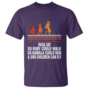 Harris 2024 T Shirt Rosa Sat So Ruby Could Walk So Kamala Could Run And Our Children Can Fly TS11 Purple Print Your Wear