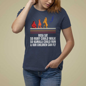 Harris 2024 T Shirt For Women Rosa Sat So Ruby Could Walk So Kamala Could Run And Our Children Can Fly TS11 Navy Print Your Wear