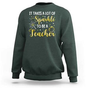 It Takes Lots of Sparkle To Be a Teacher Sweatshirt Back To School Golden Apple Star TS11 Dark Forest Green Print Your Wear