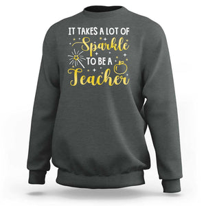 It Takes Lots of Sparkle To Be a Teacher Sweatshirt Back To School Golden Apple Star TS11 Dark Heather Print Your Wear