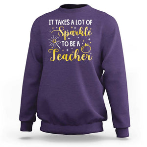 It Takes Lots of Sparkle To Be a Teacher Sweatshirt Back To School Golden Apple Star TS11 Purple Print Your Wear