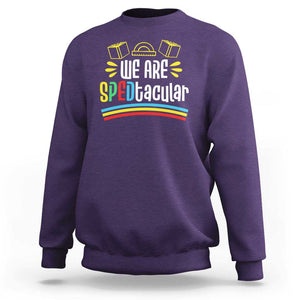 Special Education Teacher Sweatshirt We Are SPEDtacular Book Ruler TS11 Purple Print Your Wear