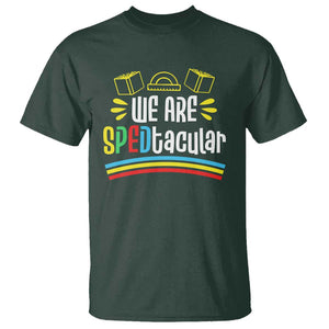 Special Education Teacher T Shirt We Are SPEDtacular Book Ruler TS11 Dark Forest Green Print Your Wear