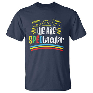 Special Education Teacher T Shirt We Are SPEDtacular Book Ruler TS11 Navy Print Your Wear