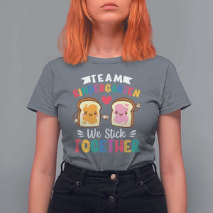 Back To School T Shirt For Women Team Kindergarten We Stick Together Bread Jam TS11 Charcoal Print Your Wear