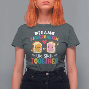 Back To School T Shirt For Women Team Kindergarten We Stick Together Bread Jam TS11 Dark Heather Print Your Wear