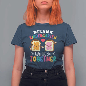 Back To School T Shirt For Women Team Kindergarten We Stick Together Bread Jam TS11 Navy Print Your Wear