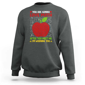 Funny Math Teacher Sweatshirt You Are Gonna Love Math After You Meet Me I'm Warning You TS11 Dark Heather Print Your Wear