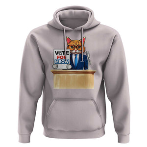 Funny Vote for Meow Hoodie Cat Election Campaign Kamala President 2024 TS11 Ice Gray Print Your Wear