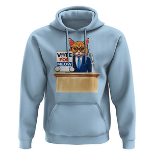 Funny Vote for Meow Hoodie Cat Election Campaign Kamala President 2024 TS11 Light Blue Print Your Wear