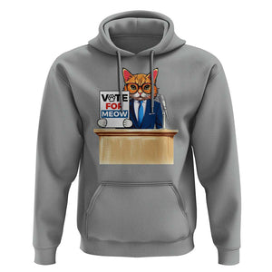 Funny Vote for Meow Hoodie Cat Election Campaign Kamala President 2024 TS11 Sport Gray Print Your Wear