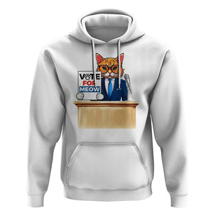 Funny Vote for Meow Hoodie Cat Election Campaign Kamala President 2024 TS11 White Print Your Wear