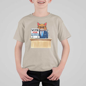 Funny Vote for Meow T Shirt For Kid Cat Election Campaign Kamala President 2024 TS11 Sand Print Your Wear