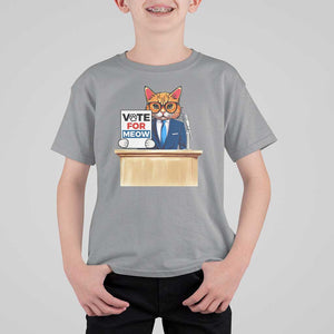 Funny Vote for Meow T Shirt For Kid Cat Election Campaign Kamala President 2024 TS11 Sport Gray Print Your Wear