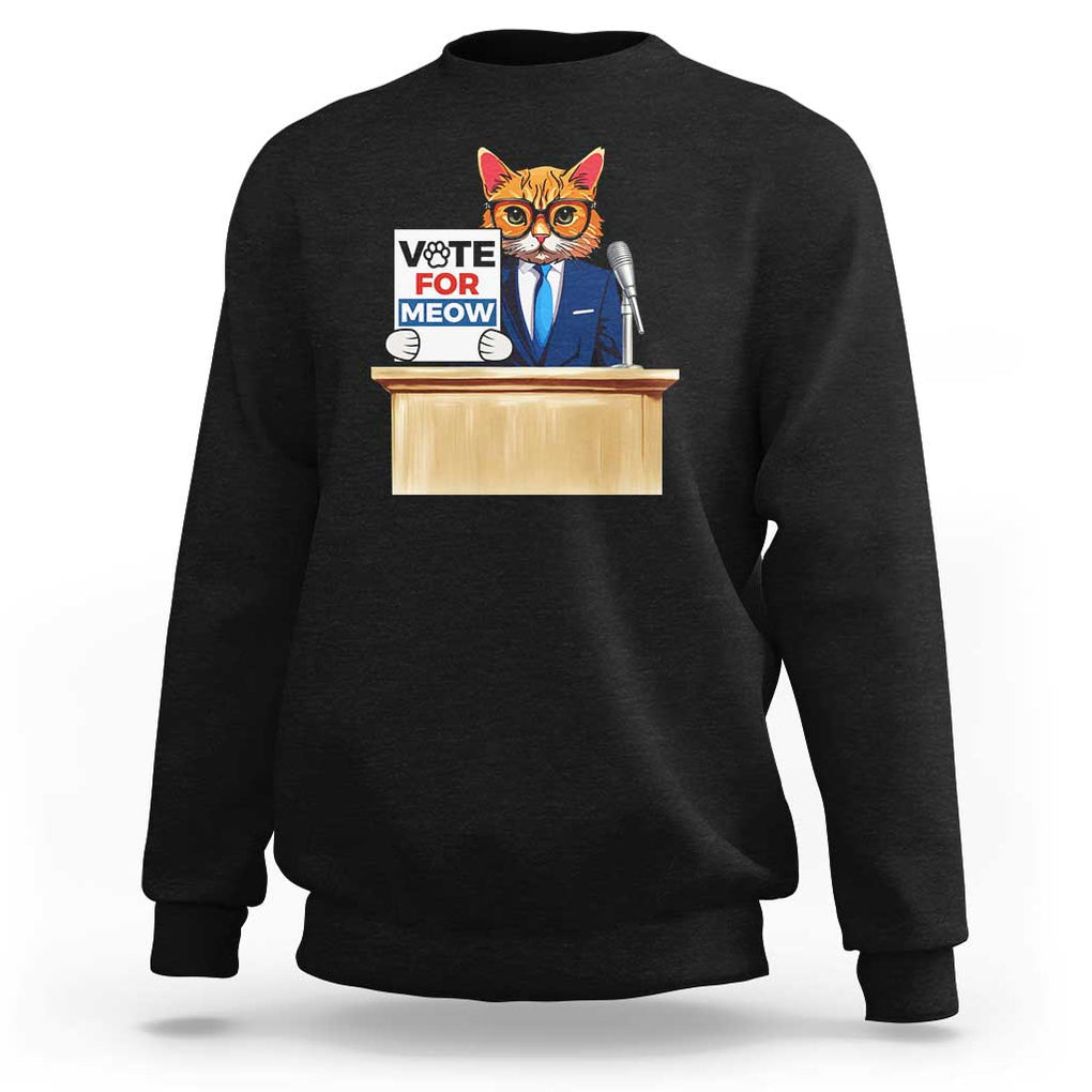 Funny Vote for Meow Sweatshirt Cat Election Campaign Kamala President 2024 TS11 Black Print Your Wear