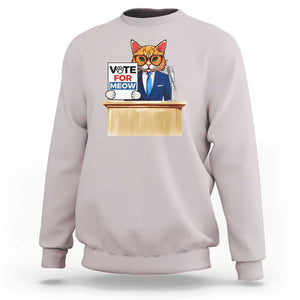 Funny Vote for Meow Sweatshirt Cat Election Campaign Kamala President 2024 TS11 Ice Gray Print Your Wear