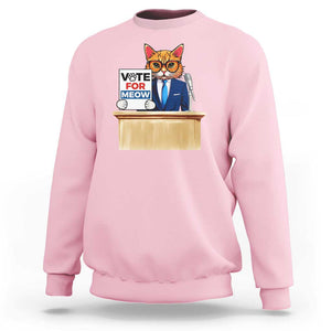 Funny Vote for Meow Sweatshirt Cat Election Campaign Kamala President 2024 TS11 Light Pink Print Your Wear