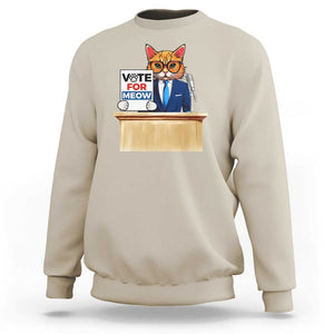 Funny Vote for Meow Sweatshirt Cat Election Campaign Kamala President 2024 TS11 Sand Print Your Wear