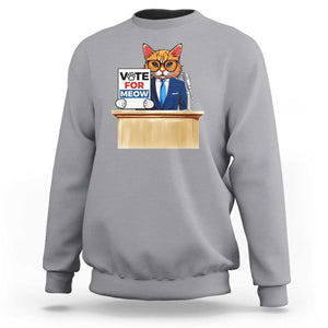 Funny Vote for Meow Sweatshirt Cat Election Campaign Kamala President 2024 TS11 Sport Gray Print Your Wear