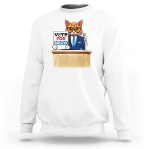 Funny Vote for Meow Sweatshirt Cat Election Campaign Kamala President 2024 TS11 White Print Your Wear